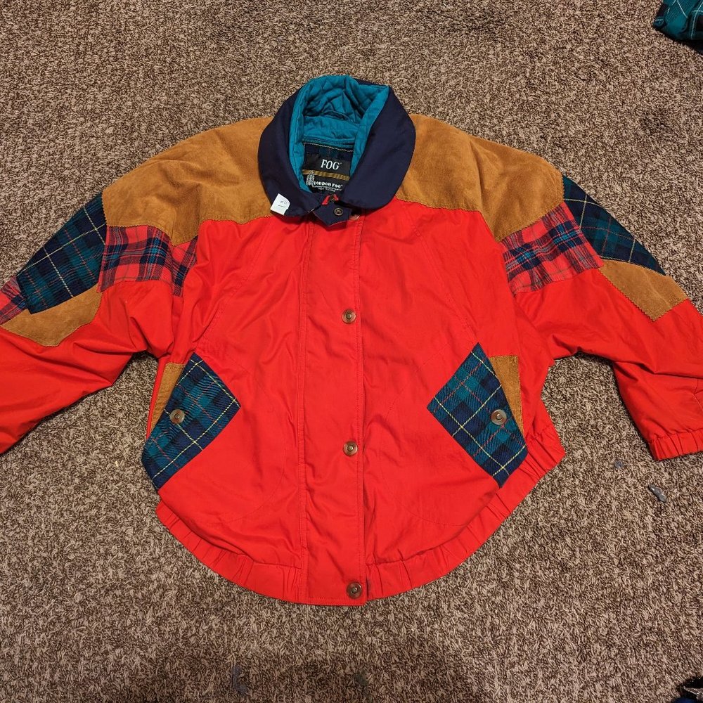 London Fog Vintage 90's Winter Coat Multicolor Plaid Thinsulate Lining Size M